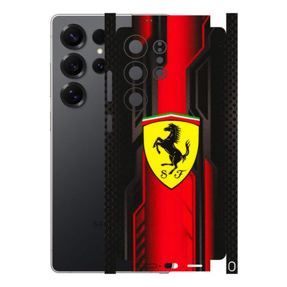 Samsung A/S Series Phone Skins (All Models) - Black Ferrari Logo - 3D Embossed Finish (L-253) Samsung Galaxy S25 Ultra (5G)