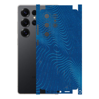 Samsung A/S Series Phone Skins (All Models) - Abstract Blue Line Map - 3D Embossed Finish (L-272) Samsung Galaxy S25 Ultra (5G)