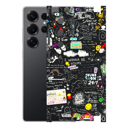 Samsung A/S Series Phone Skins (All Models) - Black Creatives Doodles - 3D Embossed Finish (L-311) Samsung Galaxy S25 Ultra (5G)