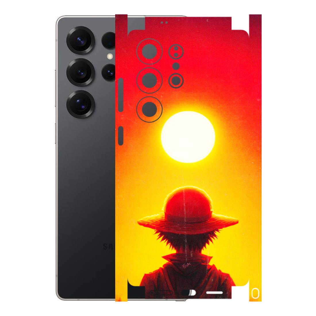 Samsung A/S Series Phone Skins (All Models) - Cool Sunset With Monkey D.Luffy Anime - 3D Embossed Finish (L-329) Samsung Galaxy S25 Ultra (5G)