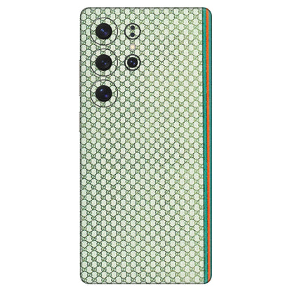 Samsung A/S Series Phone Skins (All Models) - Gucci Fabric Pattern - 3D Embossed Finish (L-73) Samsung Galaxy S25 Ultra (5G)
