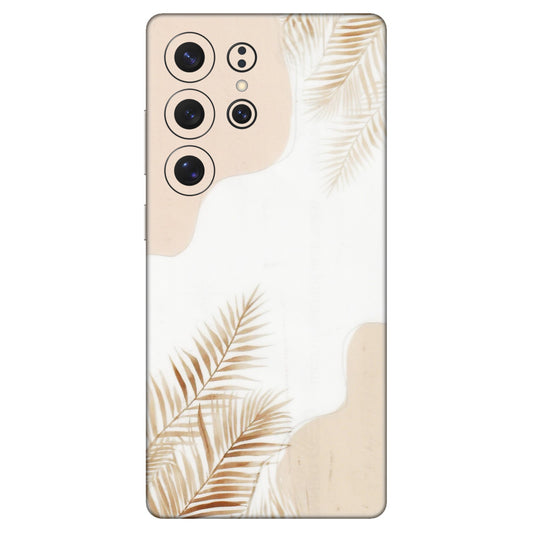 Samsung A/S Series Phone Skins (All Models) - Gold Petals Abstract - Transparent Finish (T-08) Samsung Galaxy S25 Ultra (5G)