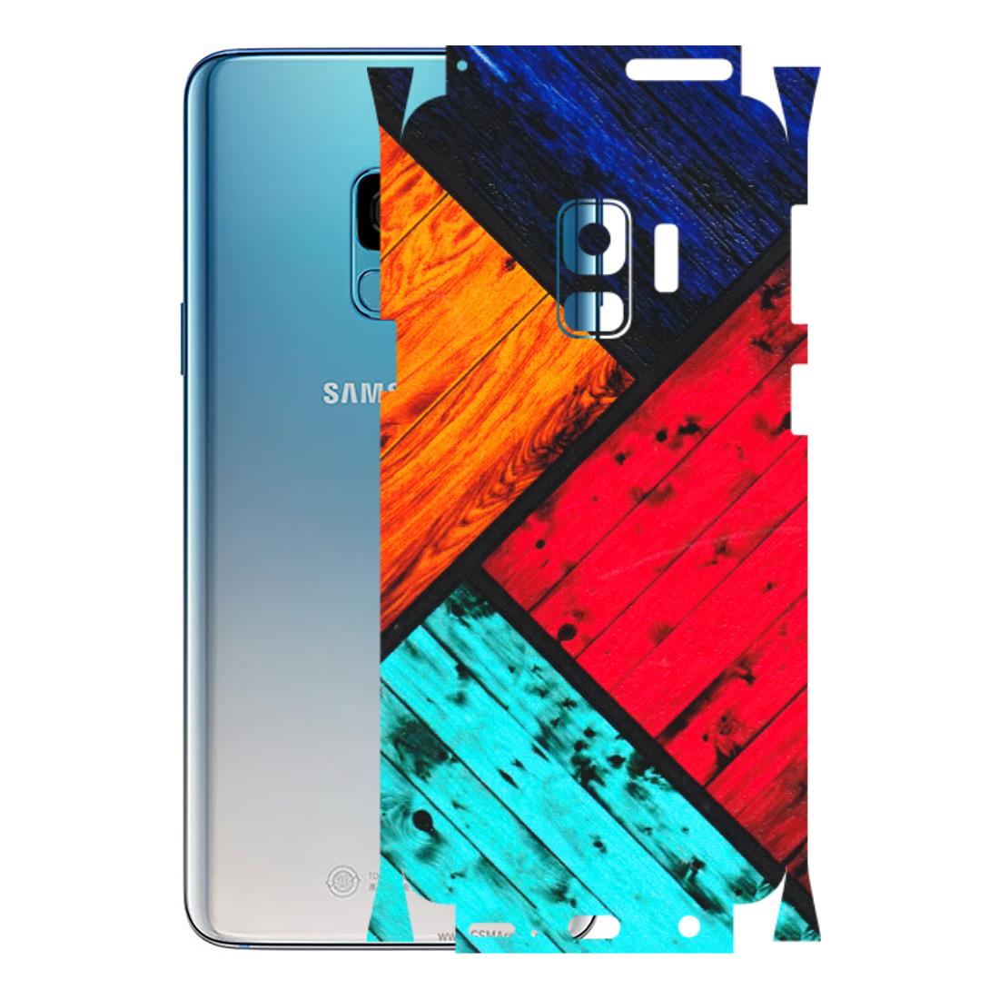 Samsung A/S Series Phone Skins (All Models) - Colourful Wood Panels Abstract - 3D Embossed Finish (L-09) Samsung Galaxy S9