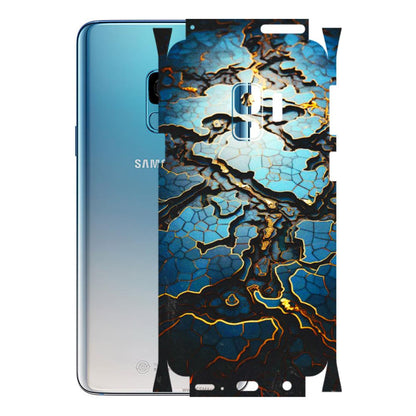Samsung A/S Series Phone Skins (All Models) - Blue Gold Abstract - 3D Embossed Finish (L-11) Samsung Galaxy S9