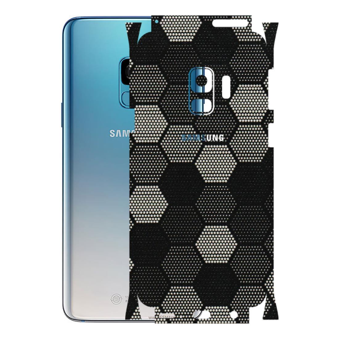 Samsung A/S Series Phone Skins (All Models) - Black & White Dotted Honeycomb Texture - 3D Embossed Finish (L-202) Samsung Galaxy S9