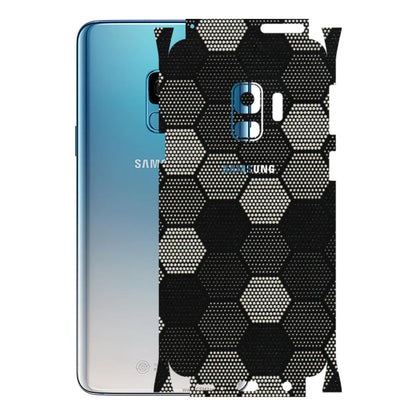 Samsung A/S Series Phone Skins (All Models) - Black & White Dotted Honeycomb Texture - 3D Embossed Finish (L-202) Samsung Galaxy S9