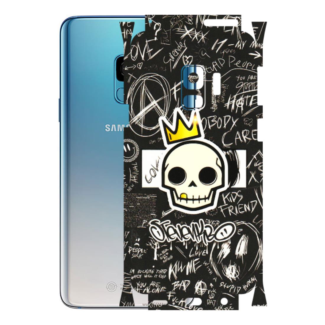 Samsung A/S Series Phone Skins (All Models) - Funny Skull Black Chalk Grafitti - 3D Embossed Finish (L-22) Samsung Galaxy S9