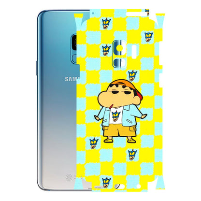 Samsung A/S Series Phone Skins (All Models) - Yellow Blue Shinchan Cute - 3D Embossed Finish (L-221) Samsung Galaxy S9