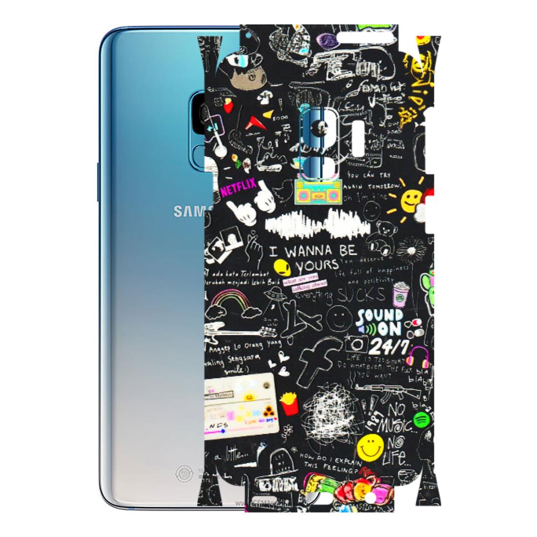 Samsung A/S Series Phone Skins (All Models) - Black Creatives Doodles - 3D Embossed Finish (L-311) Samsung Galaxy S9