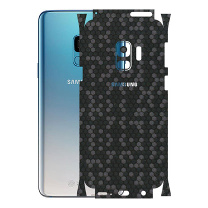 Samsung A/S Series Phone Skins (All Models) - Black Grey Honeycomb Sober - 3D Embossed Finish (L-85) Samsung Galaxy S9