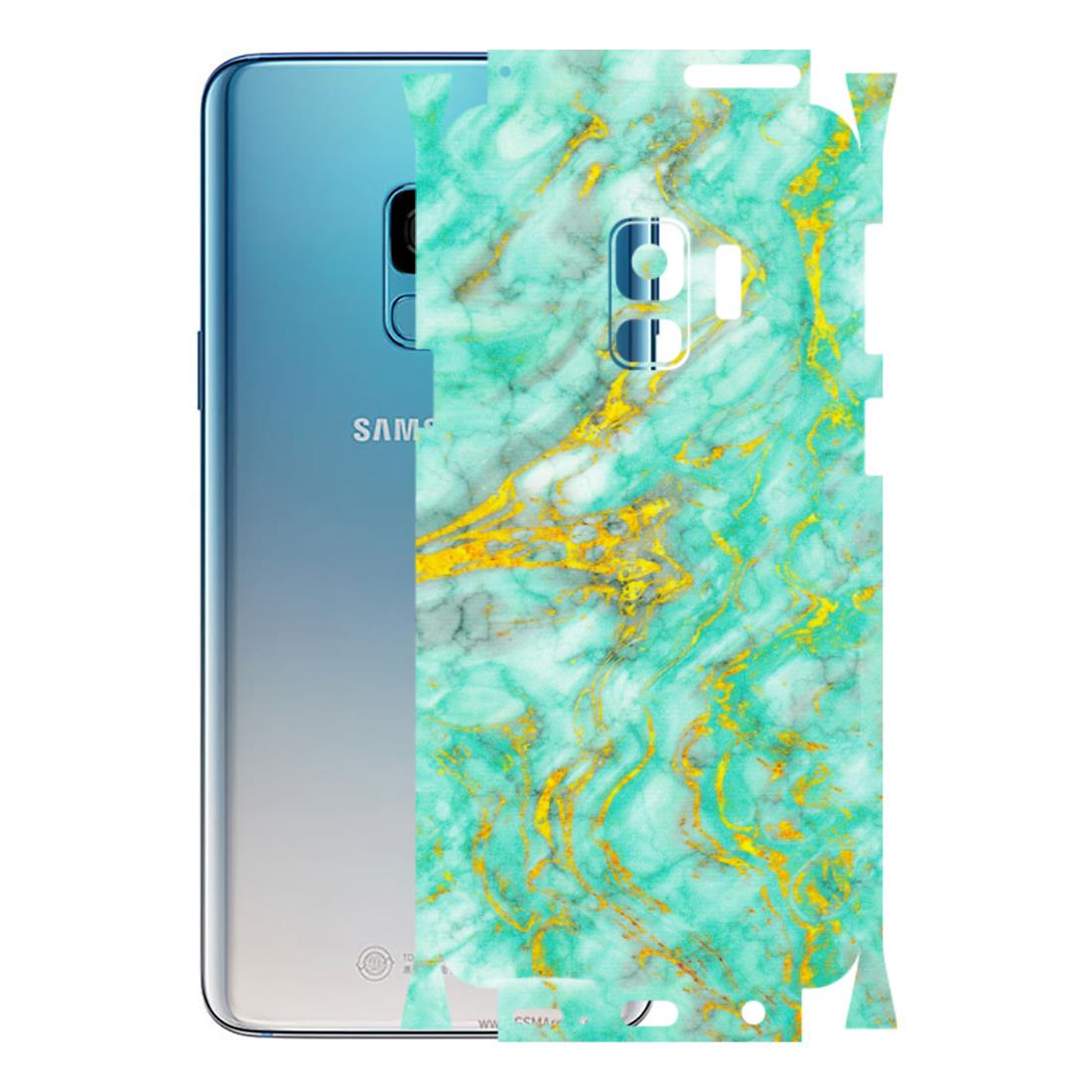 Samsung A/S Series Phone Skins (All Models) - Green And Gold Marble Feel - Matte Finish (M-16) Samsung Galaxy S9