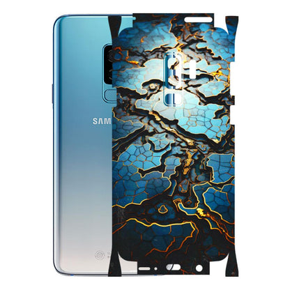 Samsung A/S Series Phone Skins (All Models) - Blue Gold Abstract - 3D Embossed Finish (L-11) Samsung Galaxy S9 Plus