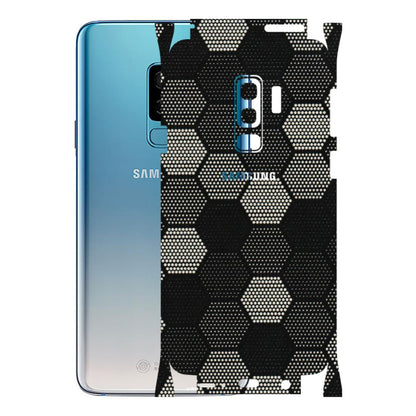 Samsung A/S Series Phone Skins (All Models) - Black & White Dotted Honeycomb Texture - 3D Embossed Finish (L-202) Samsung Galaxy S9 Plus