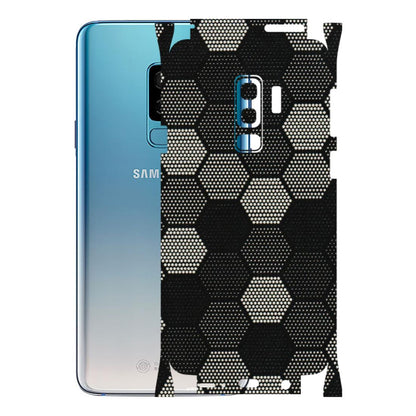 Samsung A/S Series Phone Skins (All Models) - Black & White Dotted Honeycomb Texture - 3D Embossed Finish (L-202) Samsung Galaxy S9 Plus