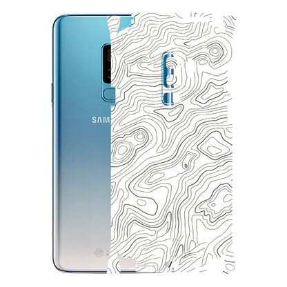 Samsung A/S Series Phone Skins (All Models) - White Black Swirls - 3D Embossed Finish (L-219) Samsung Galaxy S9 Plus