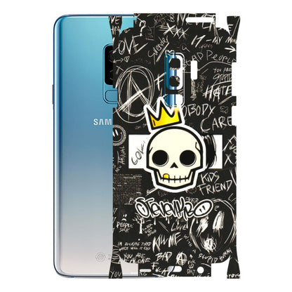 Samsung A/S Series Phone Skins (All Models) - Funny Skull Black Chalk Grafitti - 3D Embossed Finish (L-22) Samsung Galaxy S9 Plus