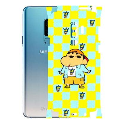 Samsung A/S Series Phone Skins (All Models) - Yellow Blue Shinchan Cute - 3D Embossed Finish (L-221) Samsung Galaxy S9 Plus