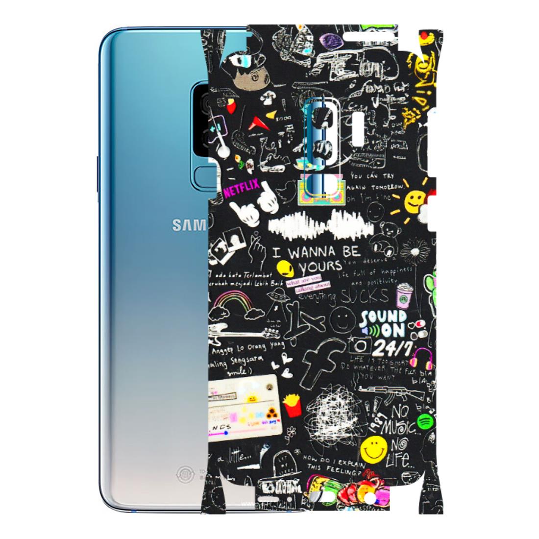 Samsung A/S Series Phone Skins (All Models) - Black Creatives Doodles - 3D Embossed Finish (L-311) Samsung Galaxy S9 Plus