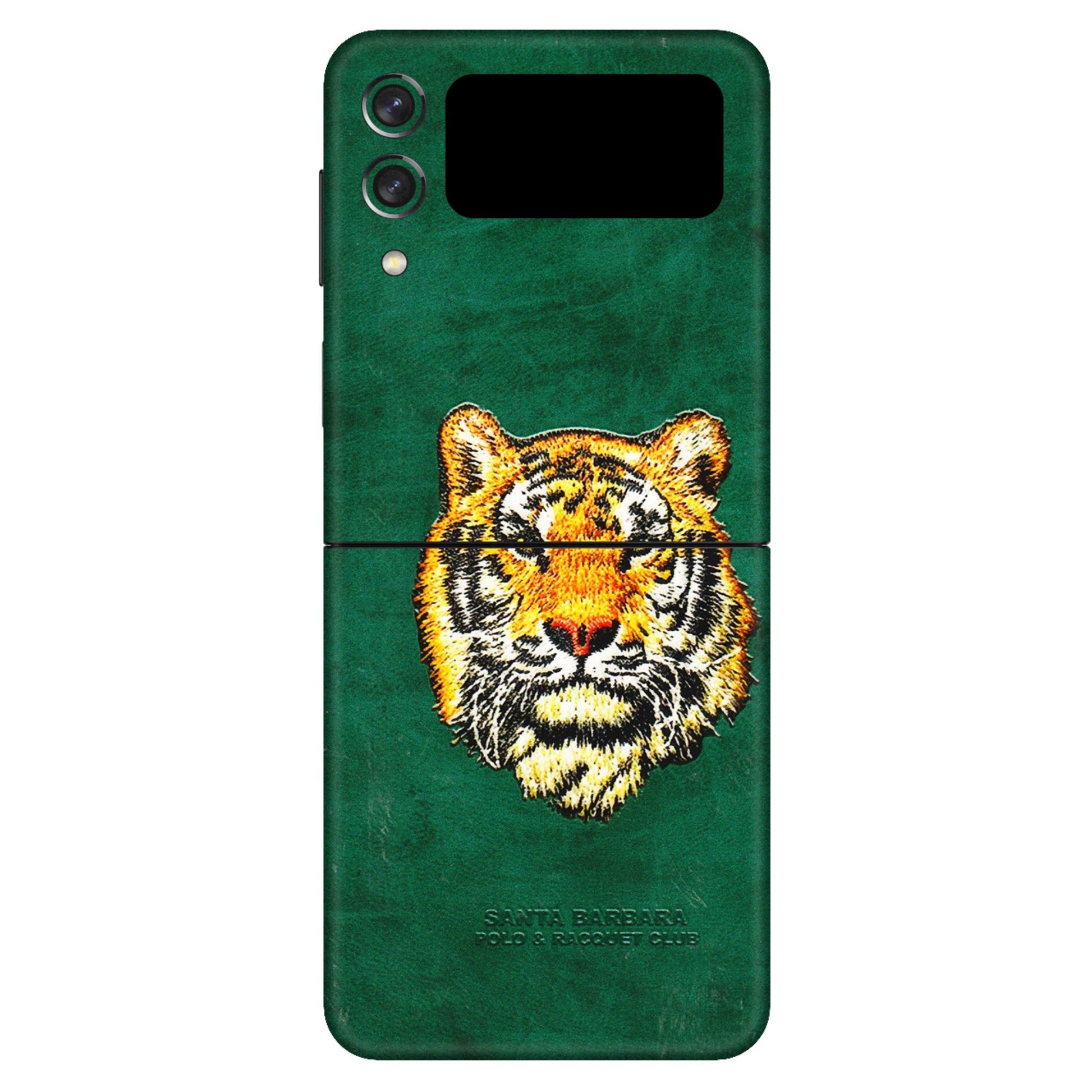 Samsung M/F/Note/Flip and C Phone Skins (All Models) - Leather Feel Tiger - 3D Embossed Finish (L-111) Samsung Galaxy Z Flip 3 (5G)