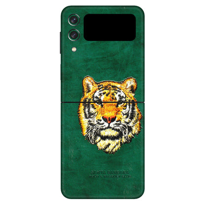 Samsung M/F/Note/Flip and C Phone Skins (All Models) - Leather Feel Tiger - 3D Embossed Finish (L-111) Samsung Galaxy Z Flip 3 (5G)