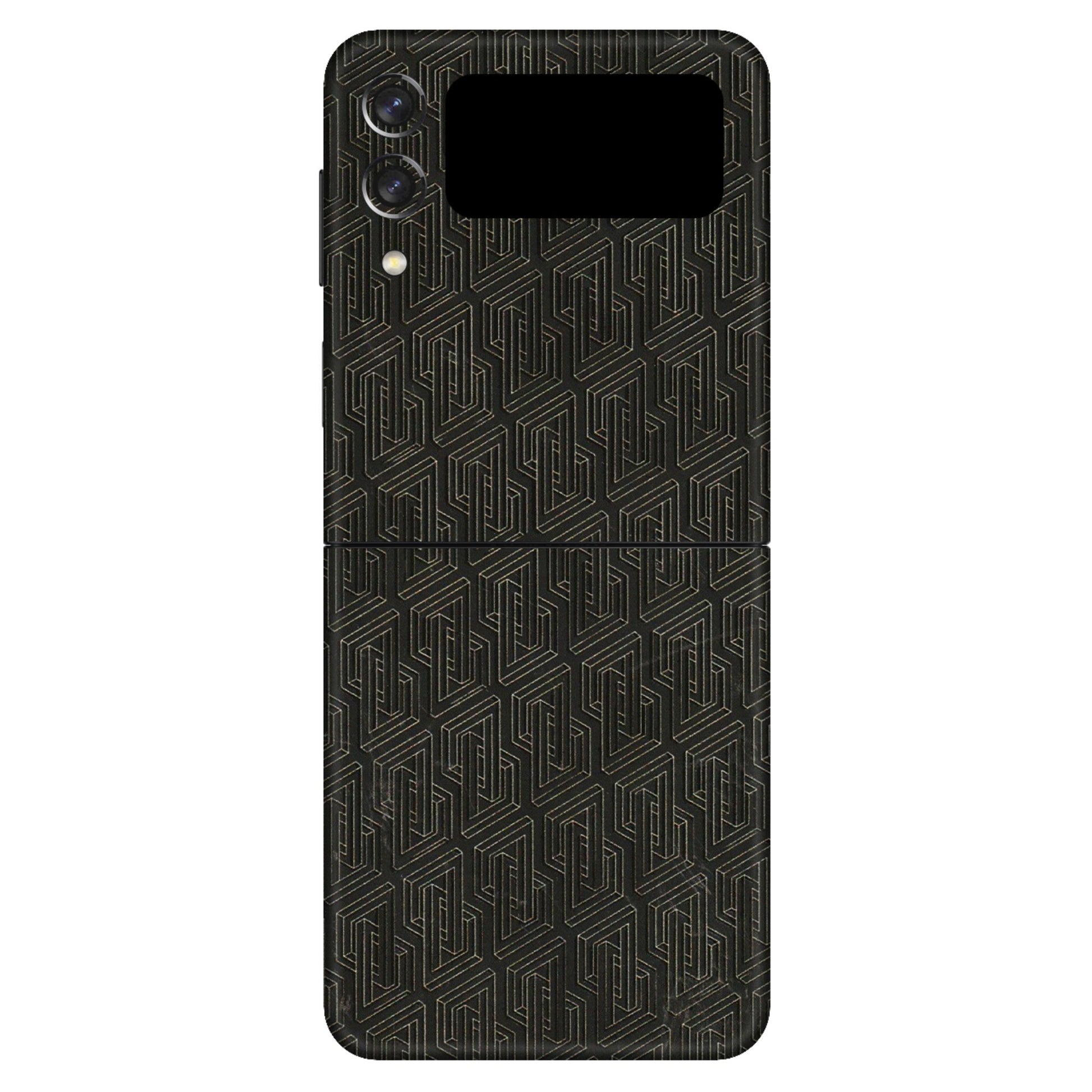 Samsung M/F/Note/Flip and C Phone Skins (All Models) - Black Abstract Pattern - 3D Embossed Finish (L-117) Samsung Galaxy Z Flip 3 (5G)