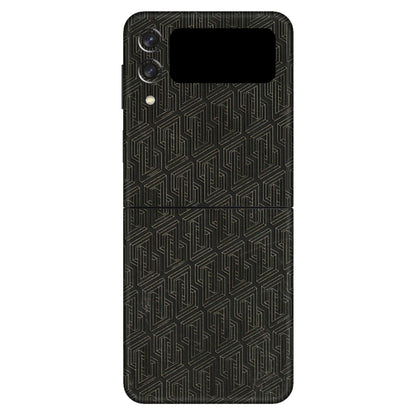 Samsung M/F/Note/Flip and C Phone Skins (All Models) - Black Abstract Pattern - 3D Embossed Finish (L-117) Samsung Galaxy Z Flip 3 (5G)