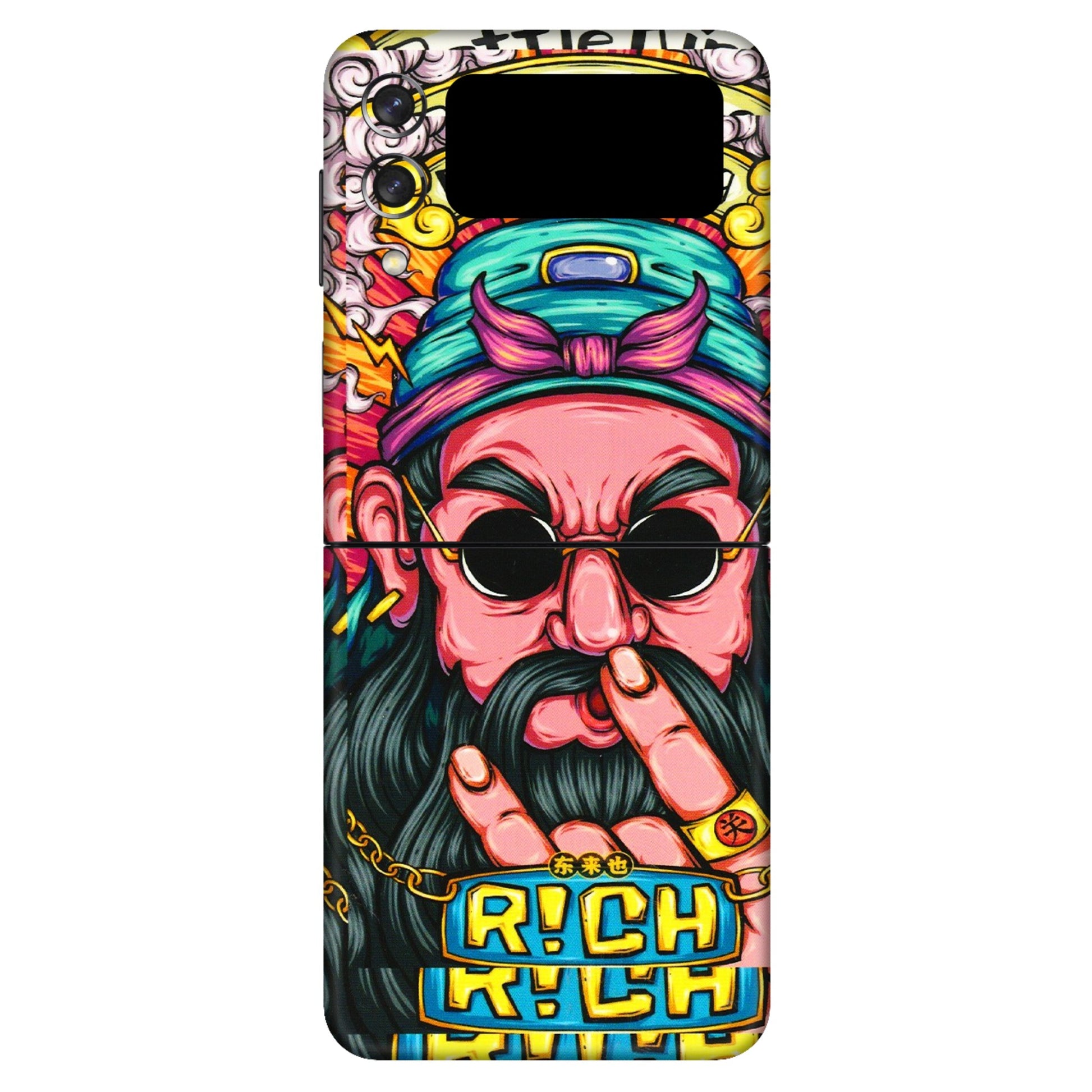 Samsung M/F/Note/Flip and C Phone Skins (All Models) - Battle King Dude Face - 3D Embossed Finish (L-178) Samsung Galaxy Z Flip 3 (5G)