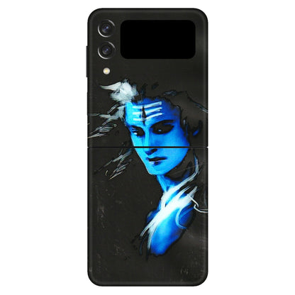 Samsung M/F/Note/Flip and C Phone Skins (All Models) - Har Har Mahadev Blue/Black - 3D Embossed Finish (L-185) Samsung Galaxy Z Flip 3 (5G)