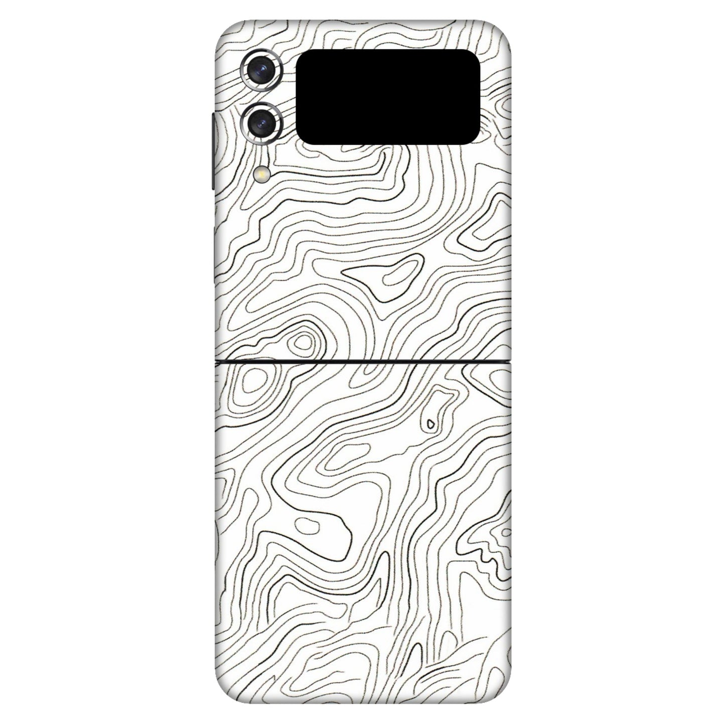 Samsung M/F/Note/Flip and C Phone Skins (All Models) - White Black Swirls - 3D Embossed Finish (L-219) Samsung Galaxy Z Flip 3 (5G)