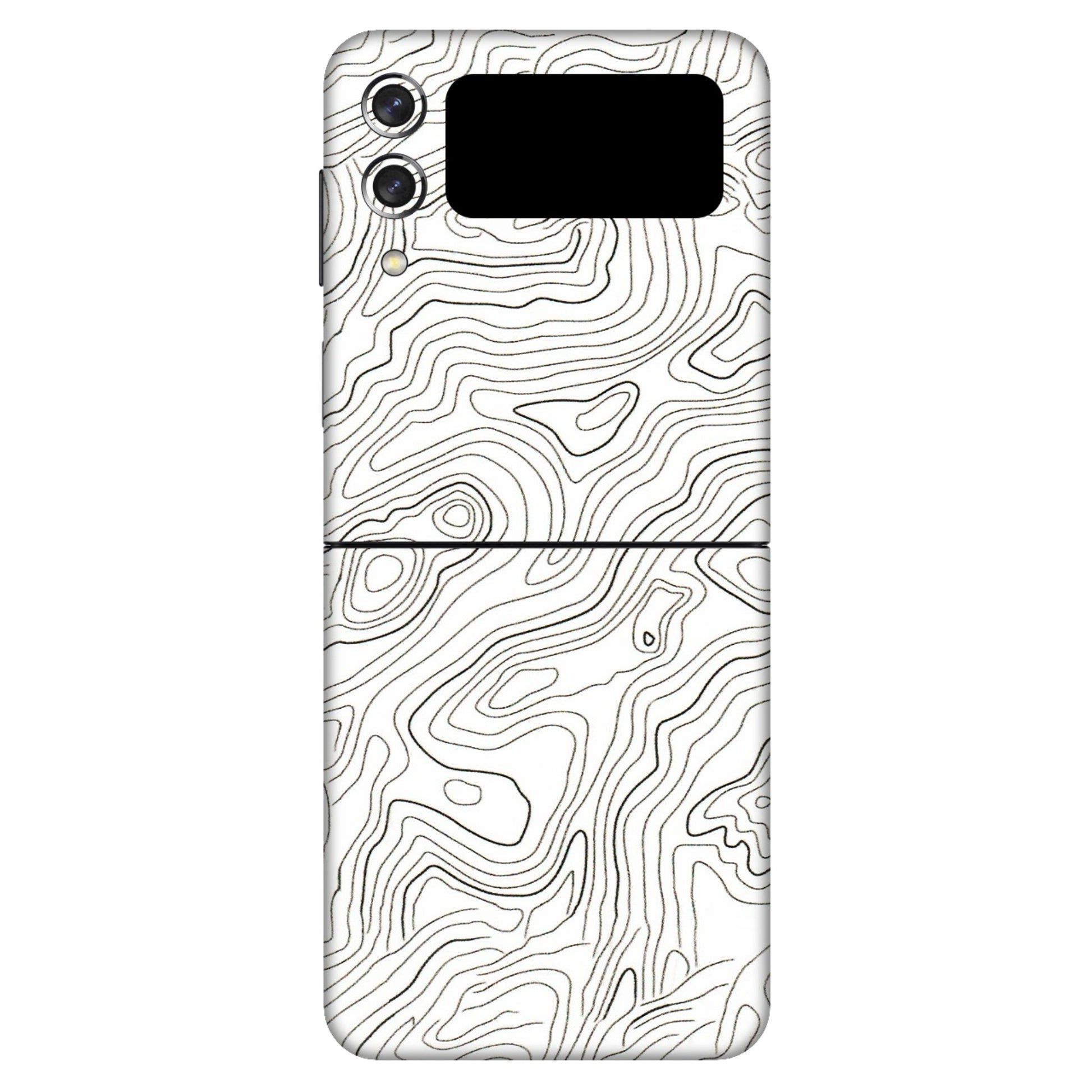 Samsung M/F/Note/Flip and C Phone Skins (All Models) - White Black Swirls - 3D Embossed Finish (L-219) Samsung Galaxy Z Flip 3 (5G)