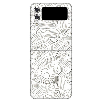 Samsung M/F/Note/Flip and C Phone Skins (All Models) - White Black Swirls - 3D Embossed Finish (L-219) Samsung Galaxy Z Flip 3 (5G)