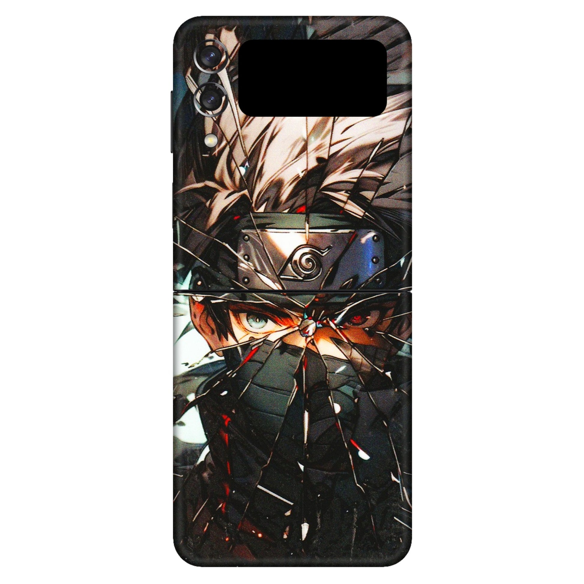 Samsung M/F/Note/Flip and C Phone Skins (All Models) - Kakashi Shattered Glass Effect - 3D Embossed Finish (L-237) Samsung Galaxy Z Flip 3 (5G)