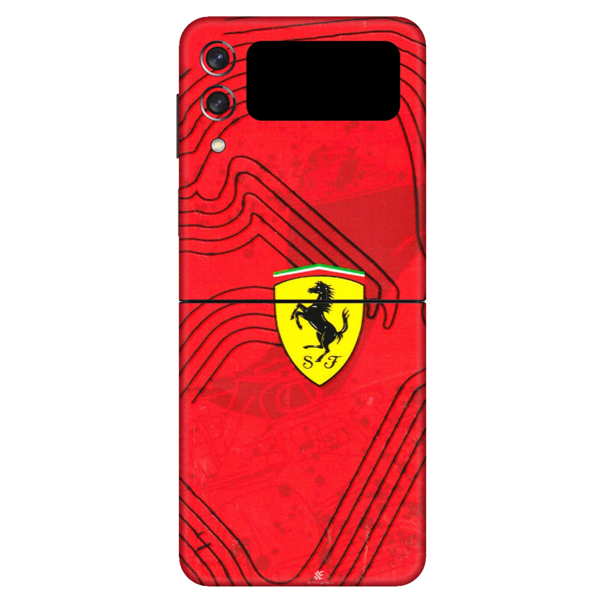 Samsung M/F/Note/Flip and C Phone Skins (All Models) - Red Ferrari Logo Stylish - 3D Embossed Finish (L-238) Samsung Galaxy Z Flip 3 (5G)