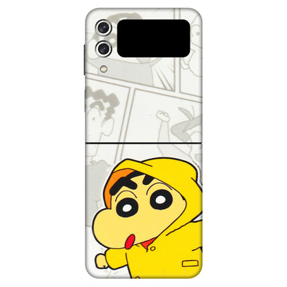 Samsung M/F/Note/Flip and C Phone Skins (All Models) - Yellow Shinchan Comic - 3D Embossed Finish (L-246) Samsung Galaxy Z Flip 3 (5G)