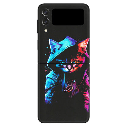 Samsung M/F/Note/Flip and C Phone Skins (All Models) - Cyberpunk Cat - Matte Finish (M-45) Samsung Galaxy Z Flip 3 (5G)