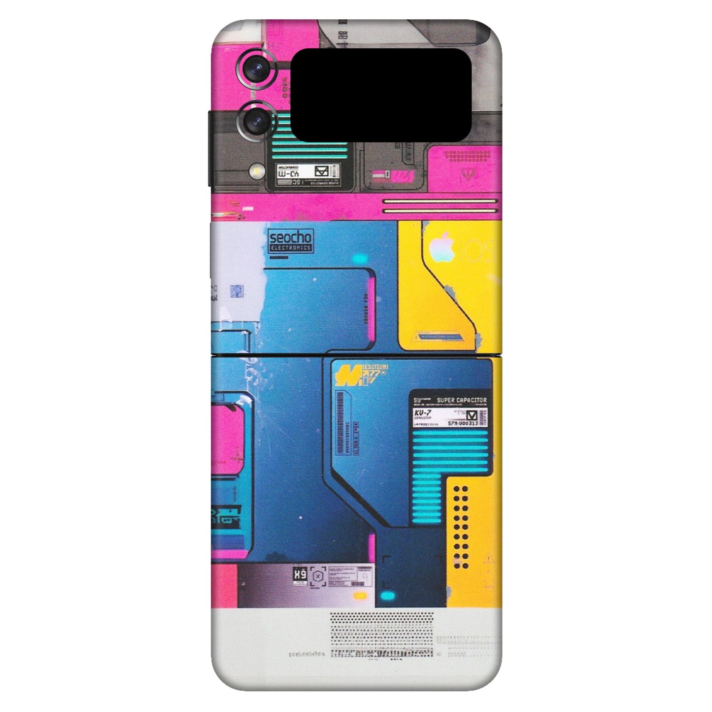 Samsung M/F/Note/Flip and C Phone Skins (All Models) - Colourfull Motherboard Internals - Matte Finish (M-55) Samsung Galaxy Z Flip 3 (5G)