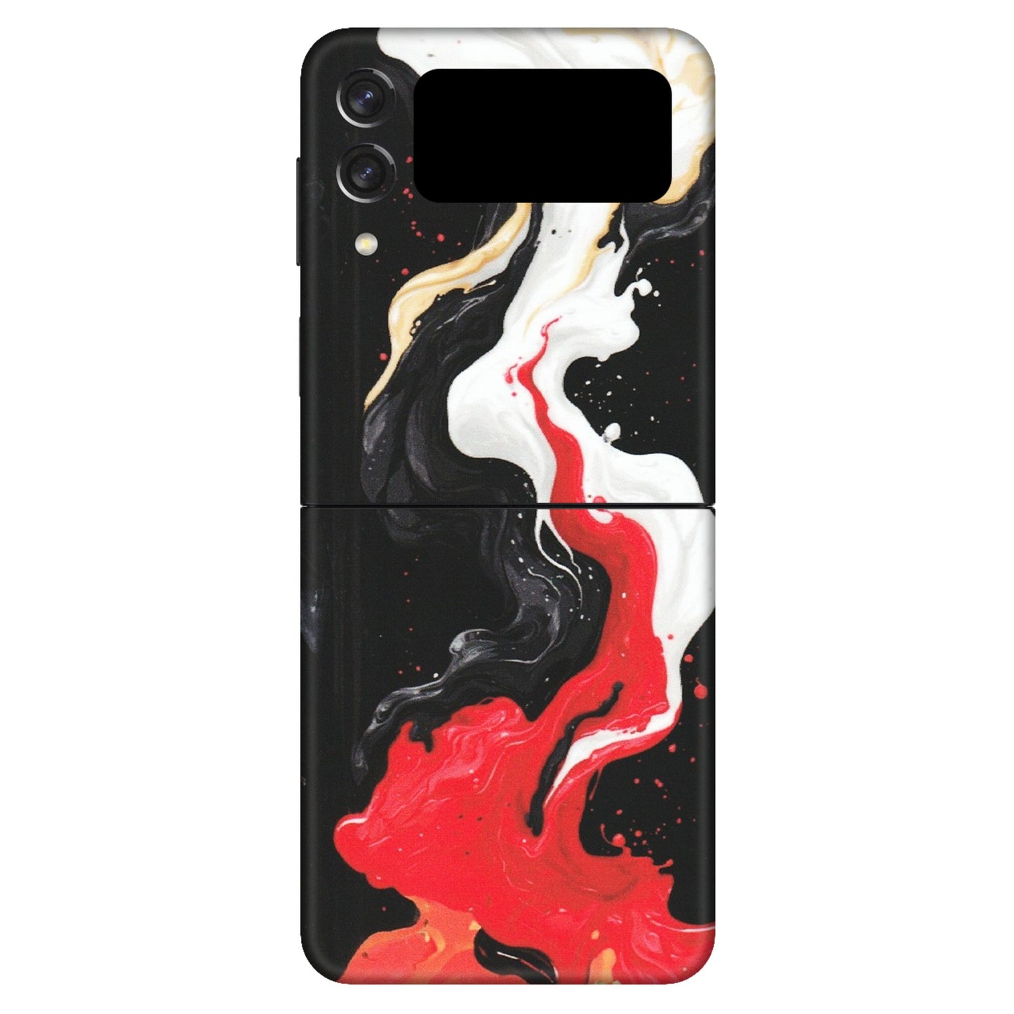 Samsung M/F/Note/Flip and C Phone Skins (All Models) - Black Red White Paint Splash Fusion - Matte Finish (M-56) Samsung Galaxy Z Flip 3 (5G)