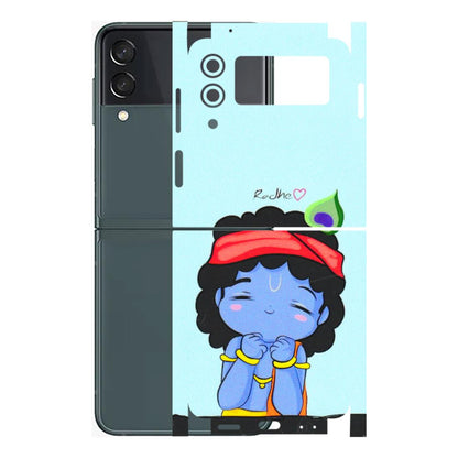 Samsung M/F/Note/Flip and C Phone Skins (All Models) - Radhe Radhe Cute Toon - 3D Embossed Finish (L-05) Samsung Galaxy Z Flip 3 (5G)