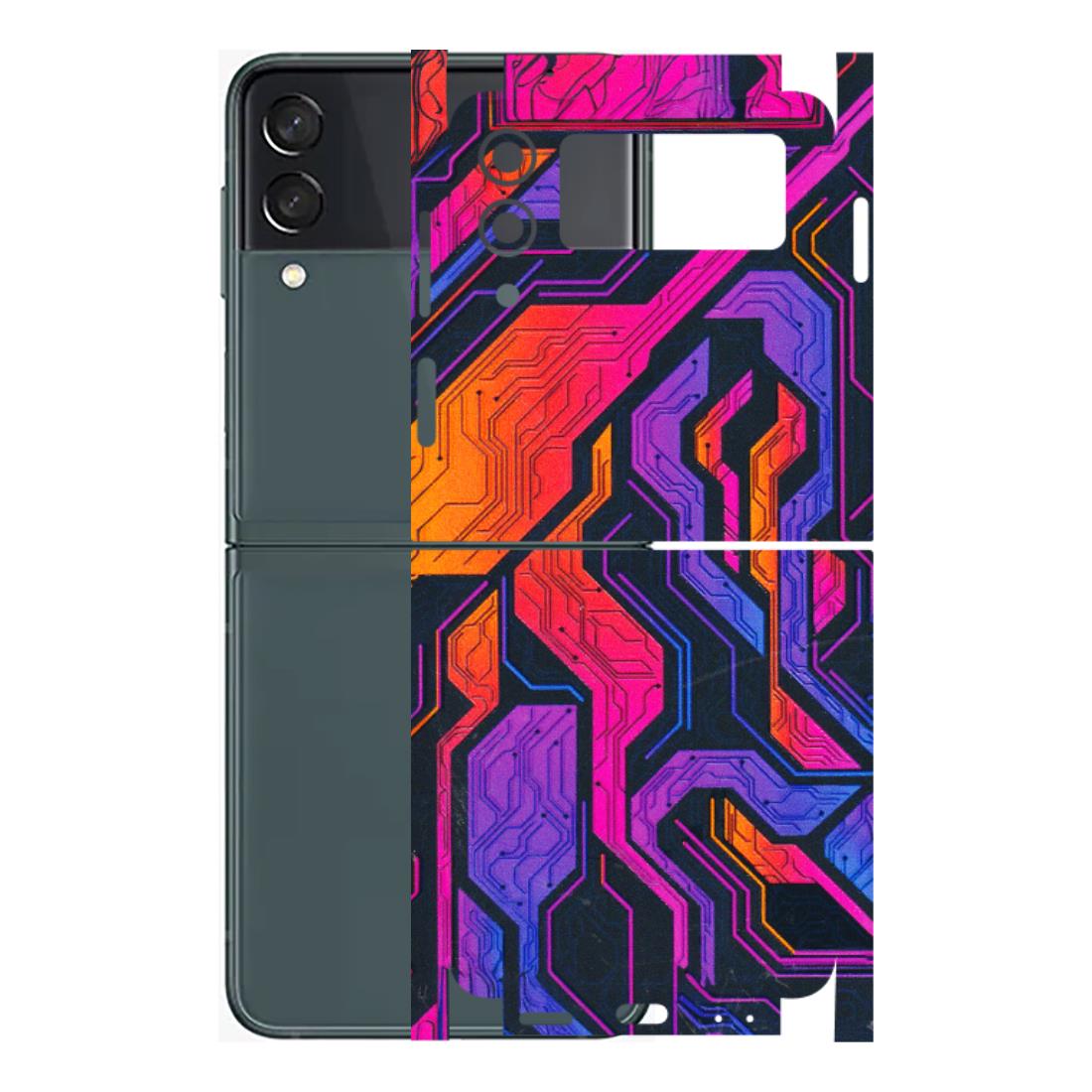 Samsung M/F/Note/Flip and C Phone Skins (All Models) - Tech Circuits Futuristic - 3D Embossed Finish (L-07) Samsung Galaxy Z Flip 3 (5G)