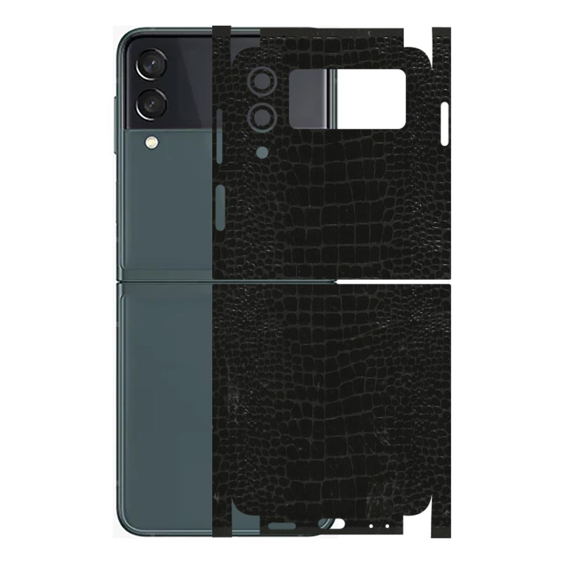 Samsung M/F/Note/Flip and C Phone Skins (All Models) - Snake Leather Black - 3D Embossed Finish (L-107) Samsung Galaxy Z Flip 3 (5G)