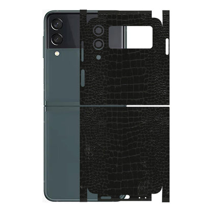 Samsung M/F/Note/Flip and C Phone Skins (All Models) - Snake Leather Black - 3D Embossed Finish (L-107) Samsung Galaxy Z Flip 3 (5G)