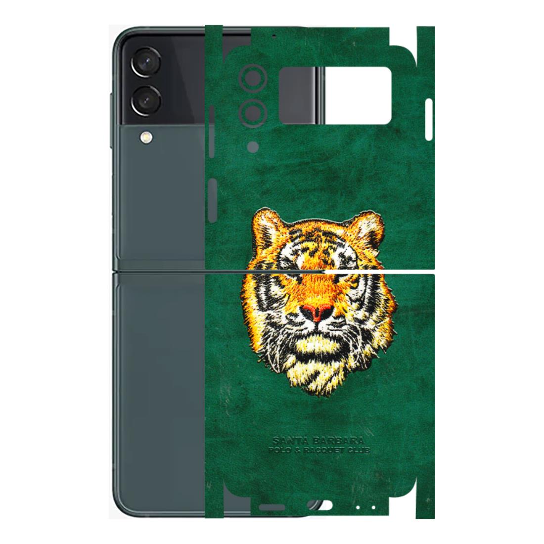 Samsung M/F/Note/Flip and C Phone Skins (All Models) - Leather Feel Tiger - 3D Embossed Finish (L-111) Samsung Galaxy Z Flip 3 (5G)