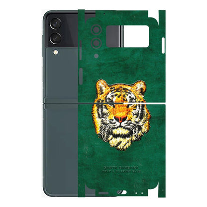 Samsung M/F/Note/Flip and C Phone Skins (All Models) - Leather Feel Tiger - 3D Embossed Finish (L-111) Samsung Galaxy Z Flip 3 (5G)