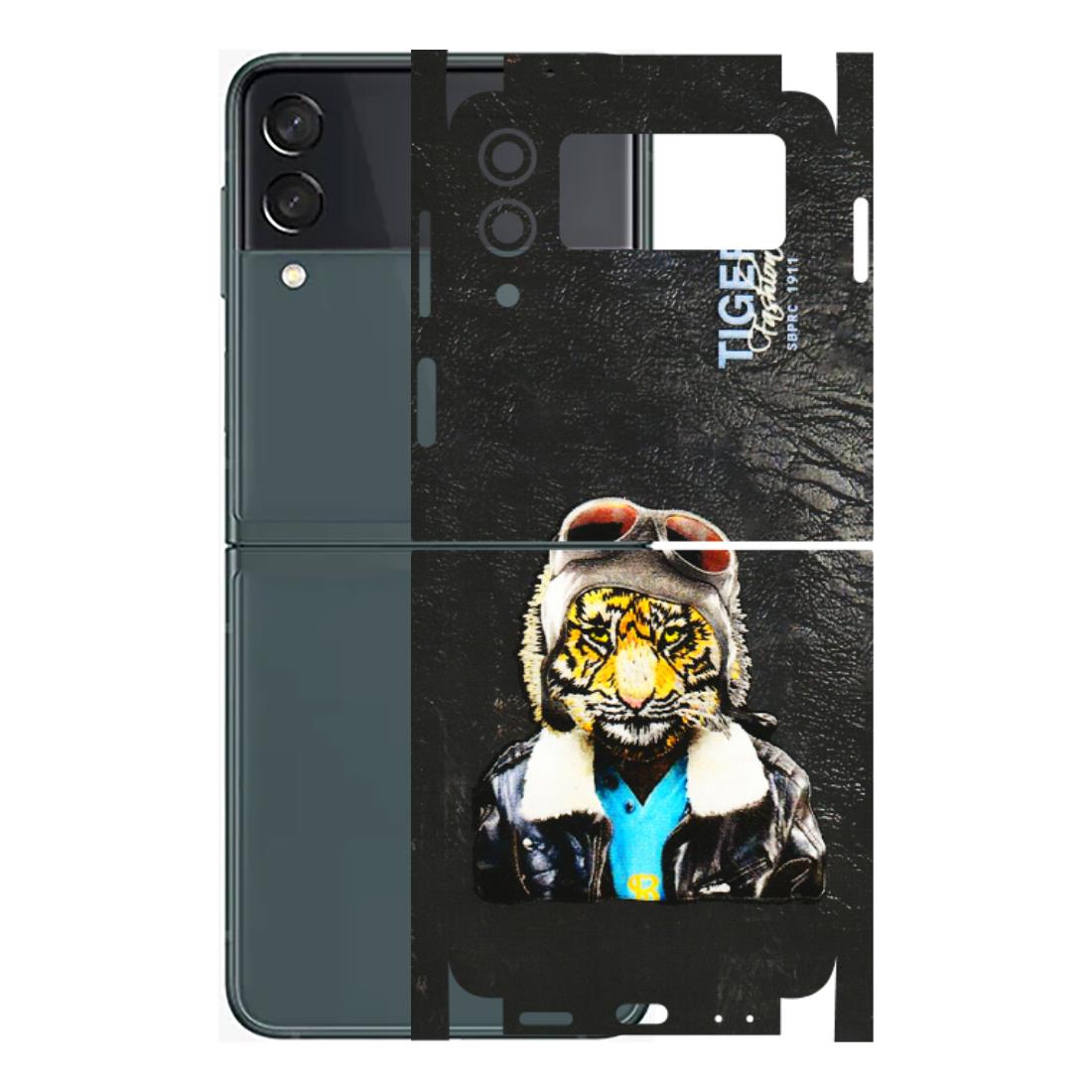 Samsung M/F/Note/Flip and C Phone Skins (All Models) - Rider Tiger - 3D Embossed Finish (L-113) Samsung Galaxy Z Flip 3 (5G)