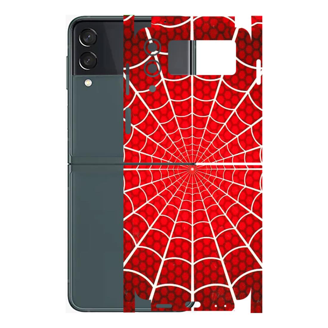 Samsung M/F/Note/Flip and C Phone Skins (All Models) - Classic Spidey Web - 3D Embossed Finish (L-115) Samsung Galaxy Z Flip 3 (5G)