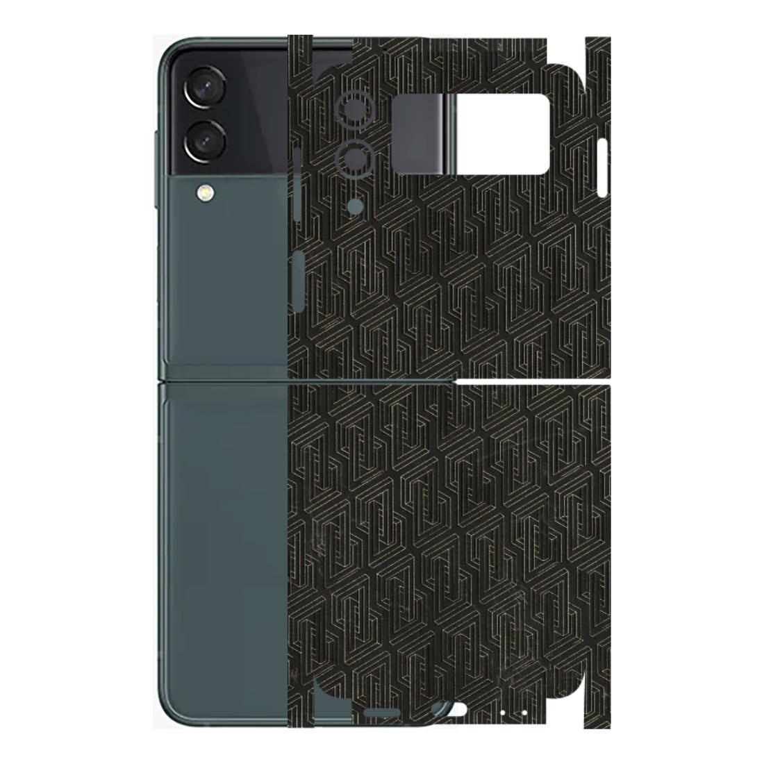 Samsung M/F/Note/Flip and C Phone Skins (All Models) - Black Abstract Pattern - 3D Embossed Finish (L-117) Samsung Galaxy Z Flip 3 (5G)