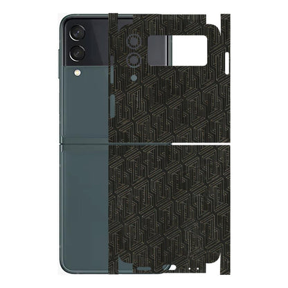 Samsung M/F/Note/Flip and C Phone Skins (All Models) - Black Abstract Pattern - 3D Embossed Finish (L-117) Samsung Galaxy Z Flip 3 (5G)