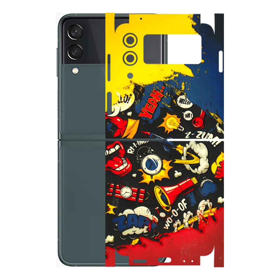 Samsung M/F/Note/Flip and C Phone Skins (All Models) - Pacific Doodle Art - 3D Embossed Finish (L-120) Samsung Galaxy Z Flip 3 (5G)