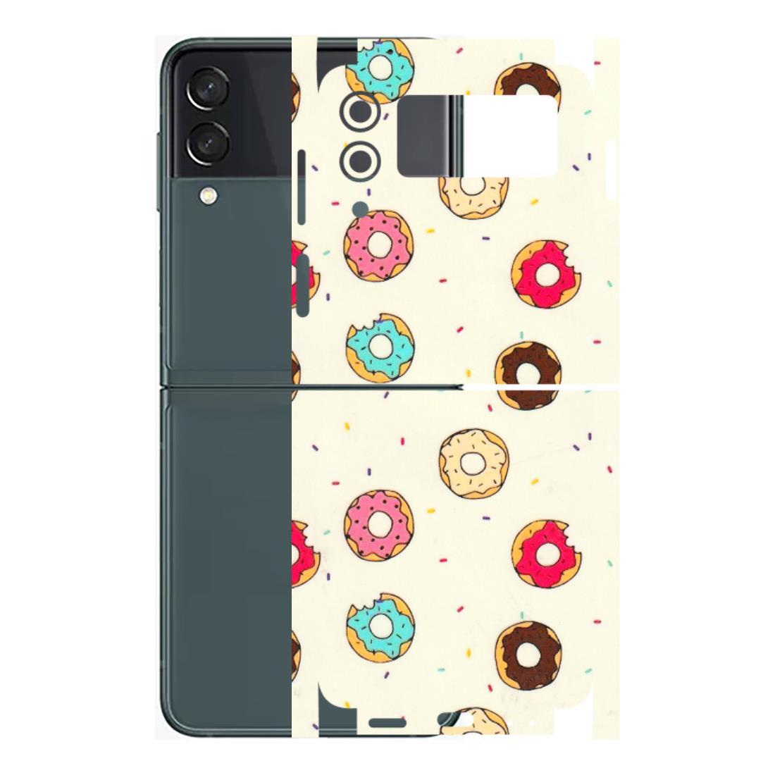 Samsung M/F/Note/Flip and C Phone Skins (All Models) - Mini Donuts Doodle Art - 3D Embossed Finish (L-122) Samsung Galaxy Z Flip 3 (5G)