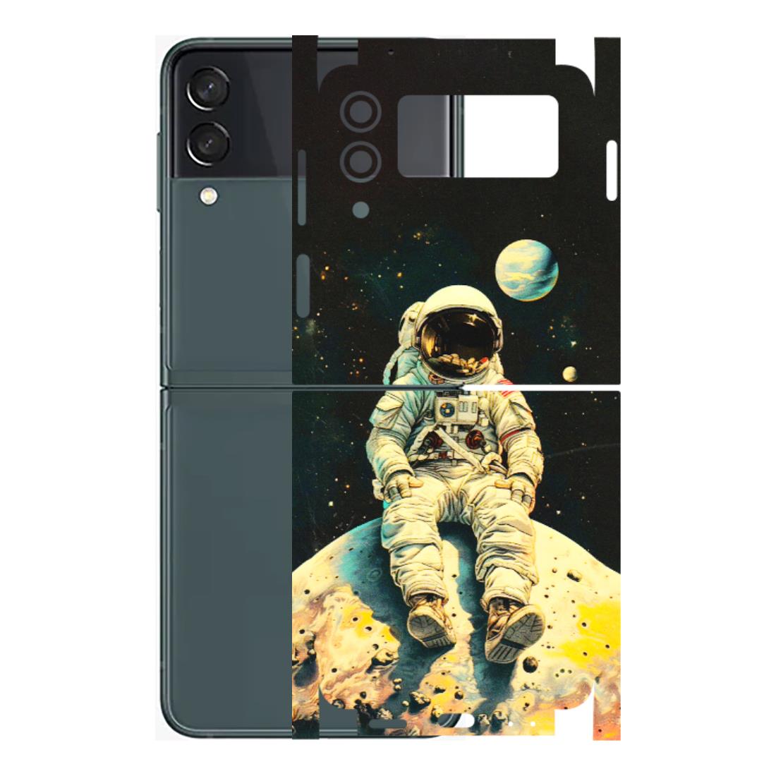 Samsung M/F/Note/Flip and C Phone Skins (All Models) - Astronaut in Space - 3D Embossed Finish (L-16) Samsung Galaxy Z Flip 3 (5G)